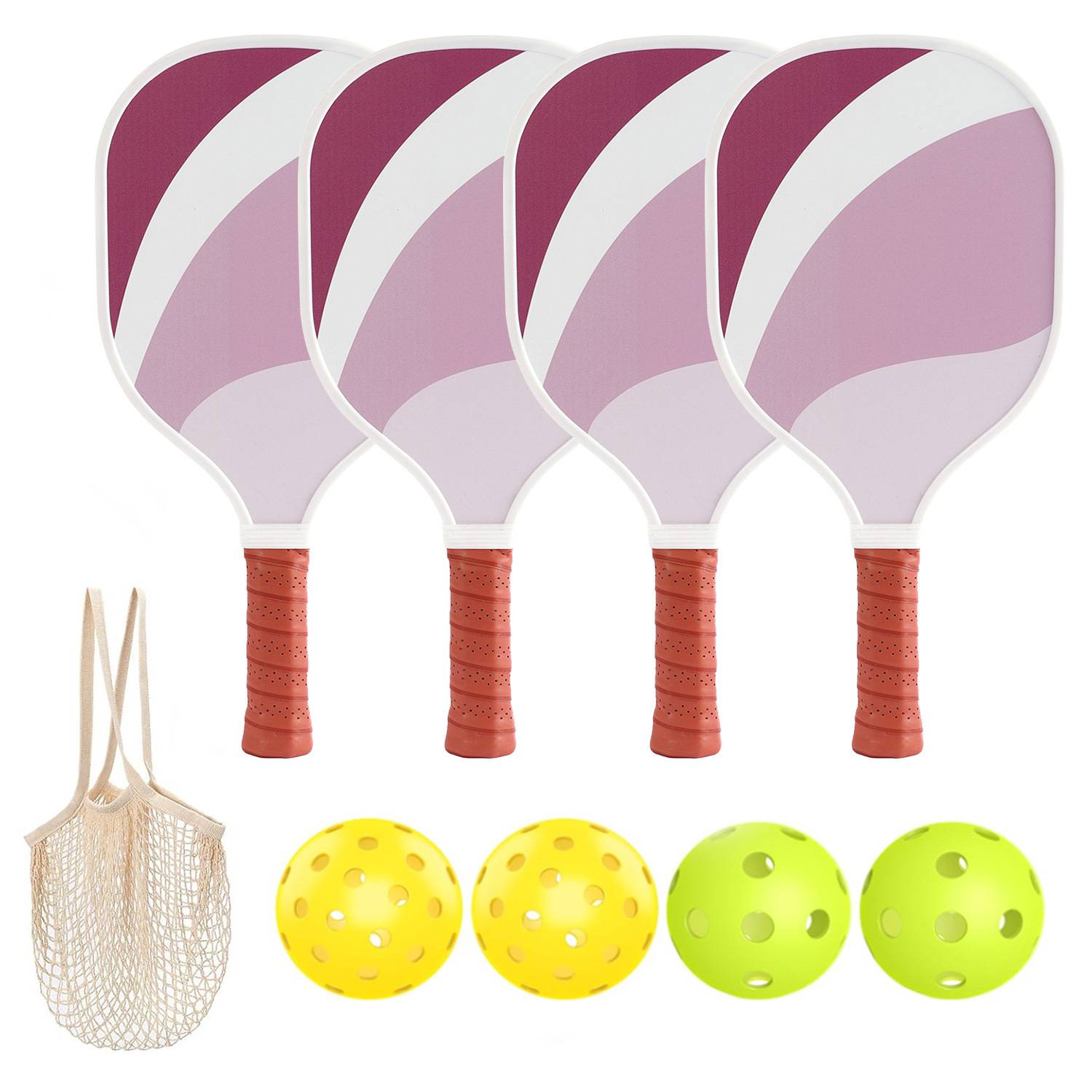 [Nine -layer poplars Pork Raiders] 4 rackets (border)+4 ball+1 net pocket [Model 7005]